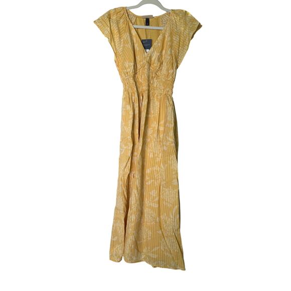 NWT Women's Short Sleeve Smocked Yellow Midi A-Line Dress Universal Thread XS - Picture 5 of 15